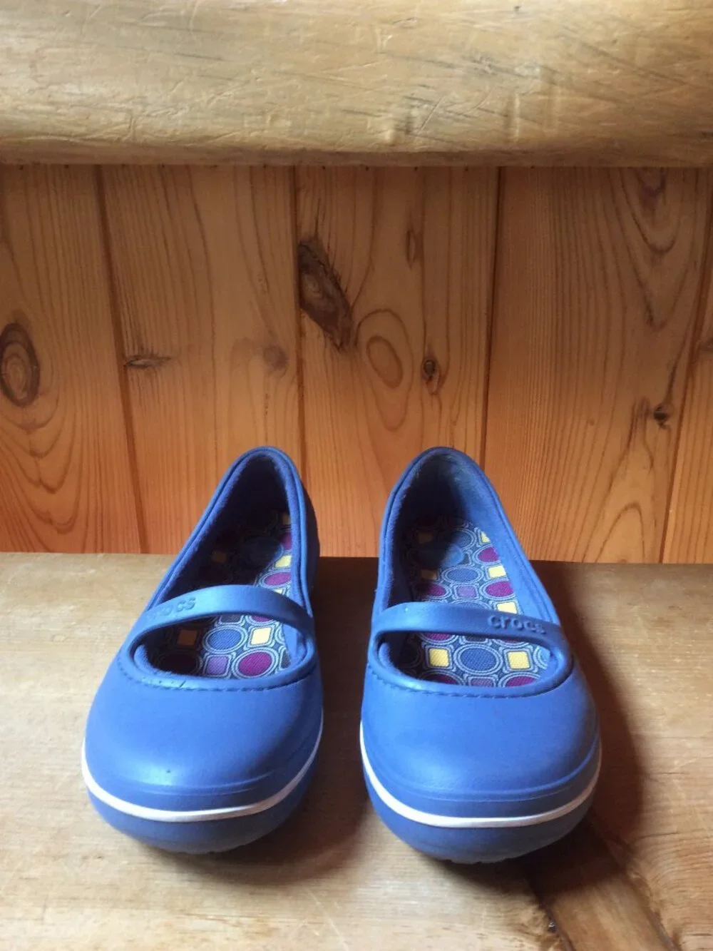 Crocs Mary Jane Blue Slip On Comfort Womens Iconic Ballet Flat Shoes Size 8